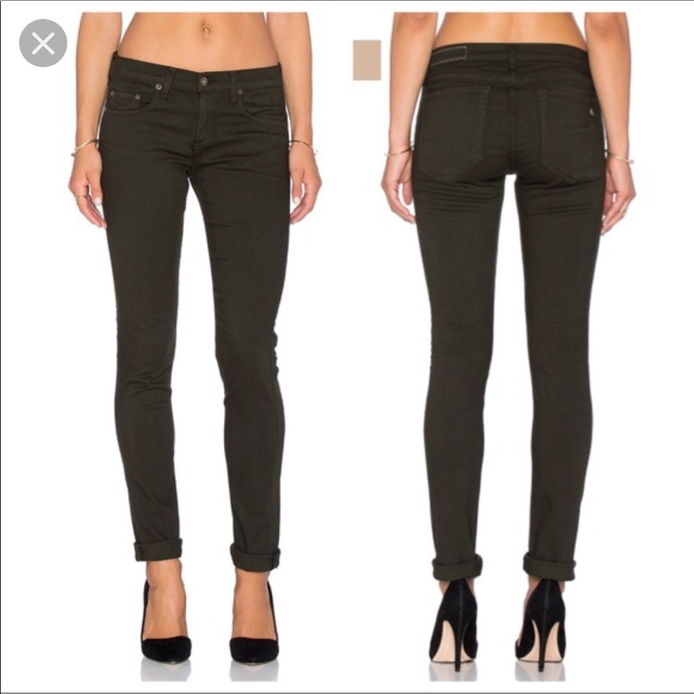 Rag and Bone dark olive green skinny jeans